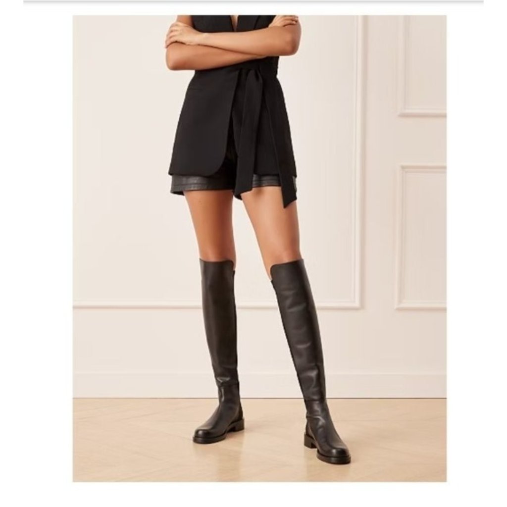 Stuart Weitzman Black Suede Over-The-Knee Boots (Lined With Leather)